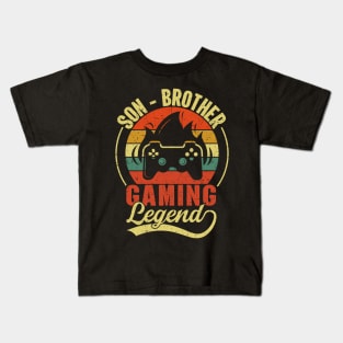 Son Brother Gaming Legend Gamer Gifts For Teen Boys Gaming Vintage Kids T-Shirt